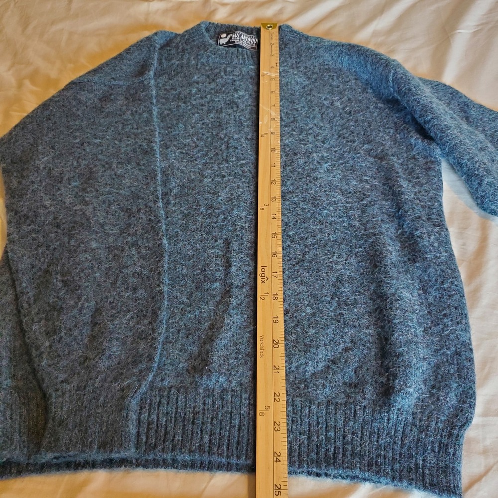 San Antonio Baby Alpaca Sweater Blue Crew Neck Knit Pullover Made in Peru - Picture 7 of 8